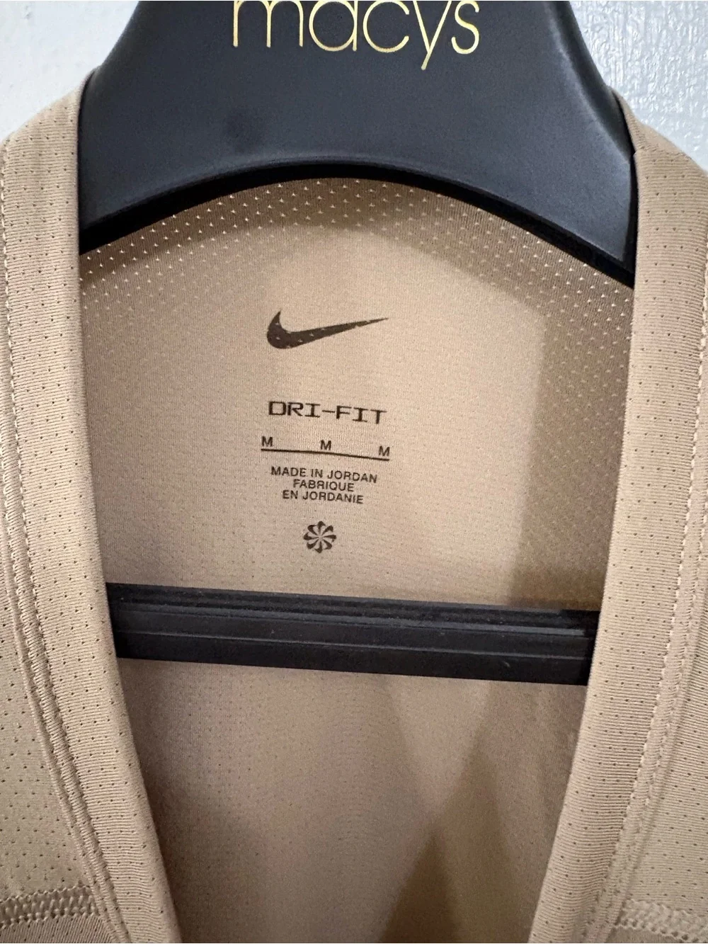 Nike Short Sleeve Performance Tee in Tan with Black Swoosh